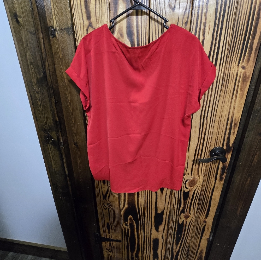 SHEIN Red Button-Accent Blouse - Picture 3 of 3